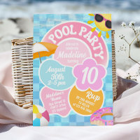 Retro Pool Party Birthday Invitation
