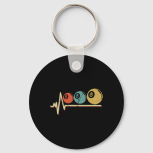 Retro Pool Player Gift Billiard Ll Heartbeat  Key Ring