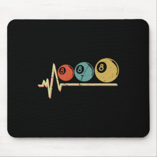 Retro Pool Player Gift Billiard Ll Heartbeat  Mouse Pad