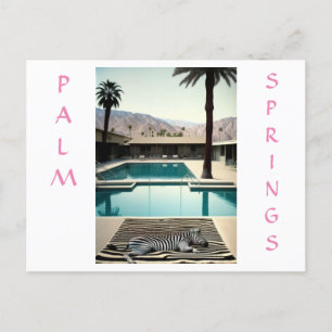 Retro Poolside Zebra Theme Holiday Personalise Postcard