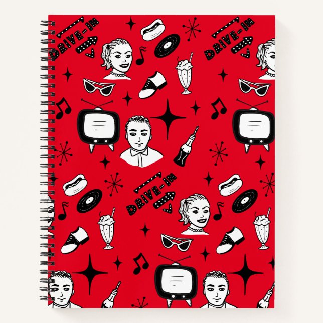 Retro Pop 1950's Style Nostalgic Graphics   Notebook (Front)