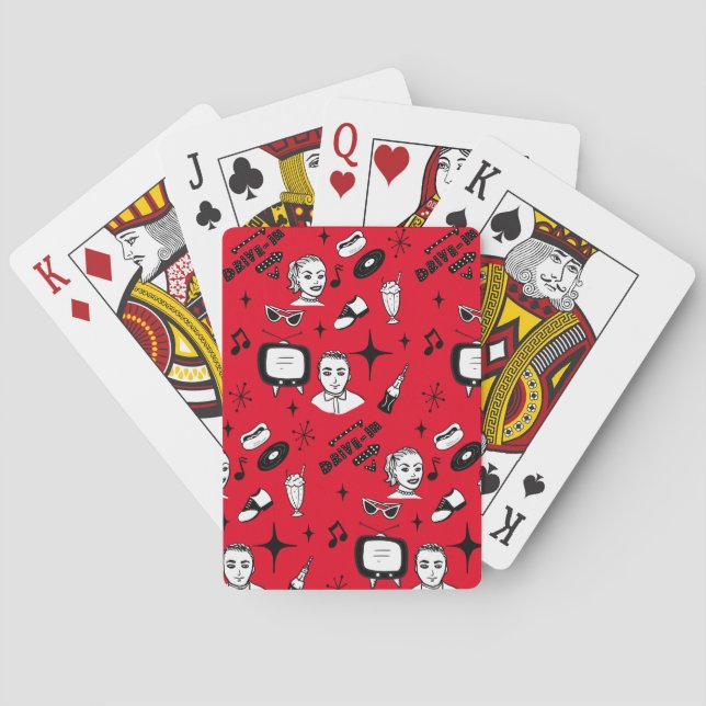 Retro Pop 1950's Style Nostalgic Graphics     Playing Cards (Back)