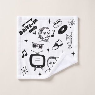 Retro Pop 1950's Style Nostalgic Graphics Wash Cloth