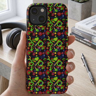 Retro Pop Abstract Doodle Pattern In Vibrant Colou