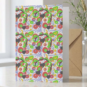 Retro Pop Abstract Doodle Pattern In Vibrant Colou Card