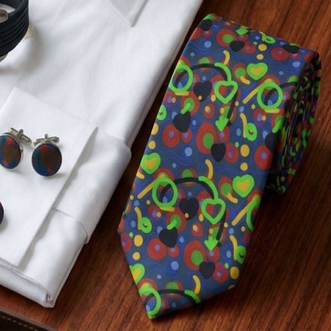 Retro Pop Abstract Doodle Pattern In Vibrant Colou Tie (Creator Uploaded)