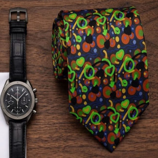 Retro Pop Abstract Doodle Pattern In Vibrant Colou Tie