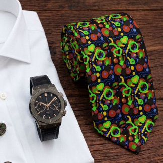 Retro Pop Abstract Doodle Pattern In Vibrant Colou Tie