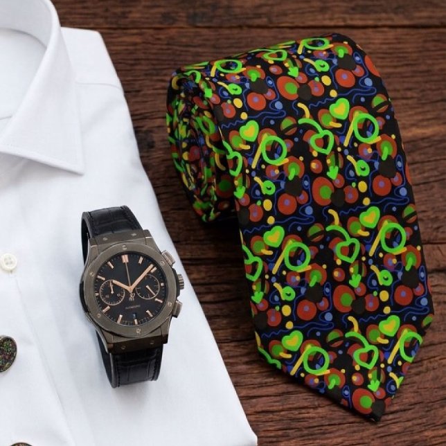 Retro Pop Abstract Doodle Pattern In Vibrant Colou Tie (Creator Uploaded)