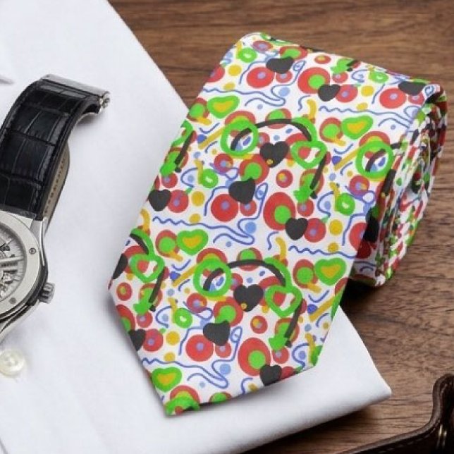 Retro Pop Abstract Doodle Pattern In Vibrant Colou Tie (Creator Uploaded)