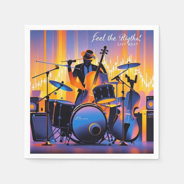 Retro Pop Abstract musical instruments dramatic Napkin (Front)