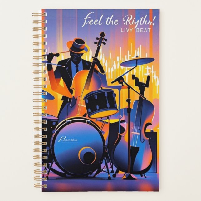 Retro Pop Abstract musical instruments dramatic Planner (Front)
