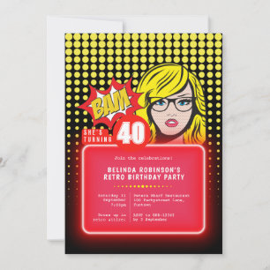 Retro Pop Art 40th (or any age) Invitation