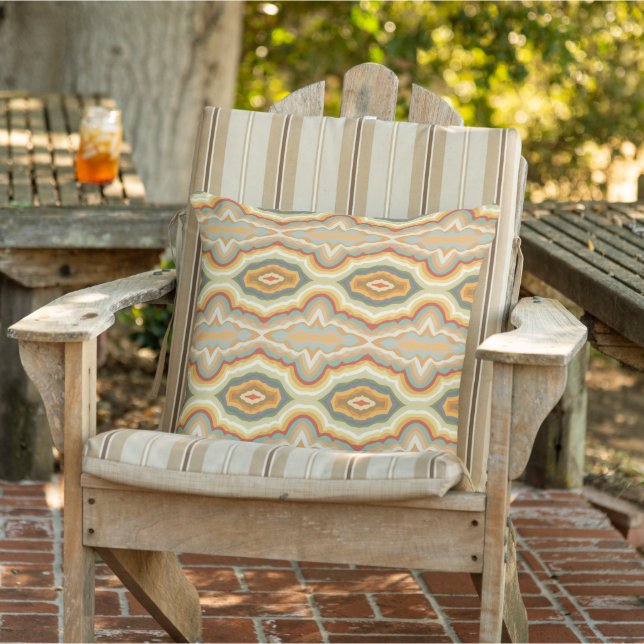 Retro Pop Art Abstract Geometric Wavy Pattern Cushion (Chair)
