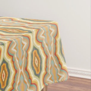 Retro Pop Art Abstract Geometric Wavy Pattern Tablecloth