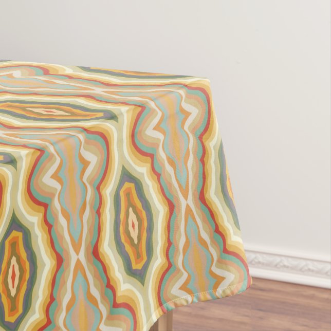 Retro Pop Art Abstract Geometric Wavy Pattern Tablecloth (In Situ)