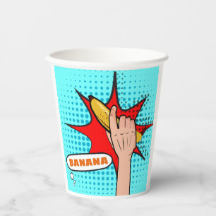 Retro Pop Art Banana Comic Book Style Paper Cups