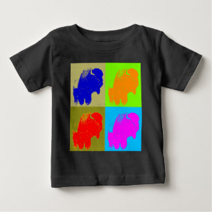 Retro Pop Art Bison Buffalo Artwork Baby T-Shirt