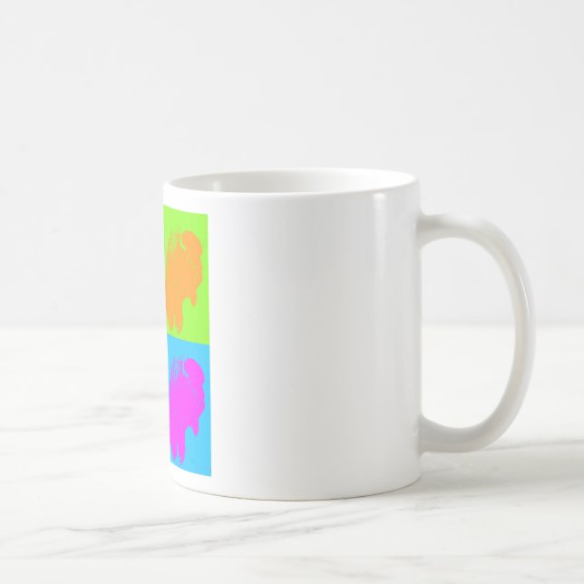 Retro Pop Art Bison Buffalo Artwork Coffee Mug (Right)