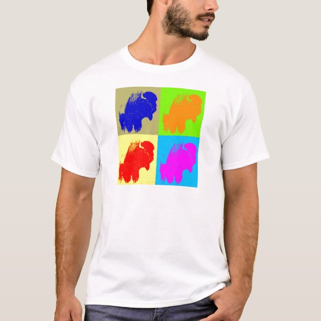 Retro Pop Art Bison Buffalo Artwork T-Shirt (Front)