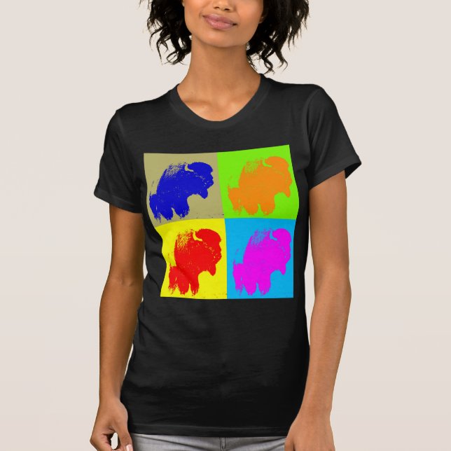 Retro Pop Art Bison Buffalo Artwork T-Shirt (Front)