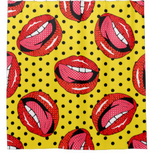 Retro Pop Art: Cartoon Patch Badges Shower Curtain