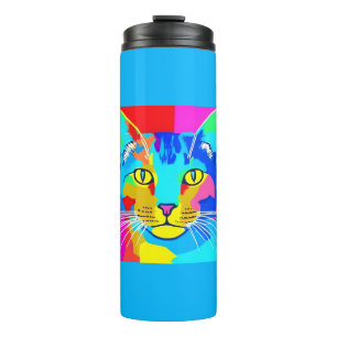 Retro Pop Art Cat Portrait Thermal Tumbler