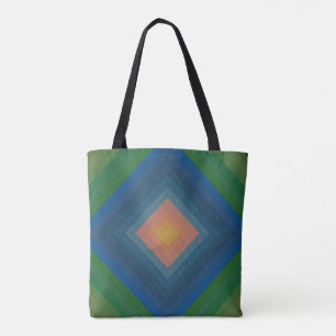 Retro Pop Art Colour Stripe Diamond Pattern Tote Bag
