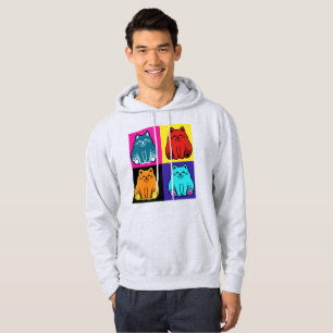 Retro Pop Art Colourful Cats Hoodie