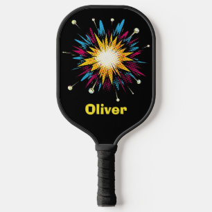 Retro Pop Art Comic Book Burst Pickleball Paddle