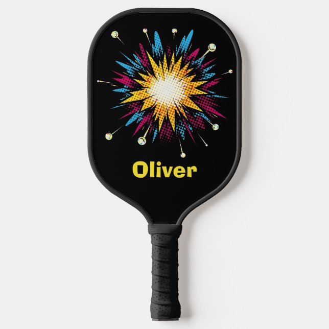 Retro Pop Art Comic Book Burst Pickleball Paddle (Front)