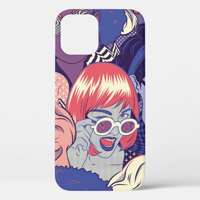 Retro Pop Art Comic Girls Seamless Pattern. Backgr Case-Mate iPhone Case (Back)