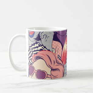 Retro Pop Art Comic Girls Seamless Pattern. Backgr Coffee Mug