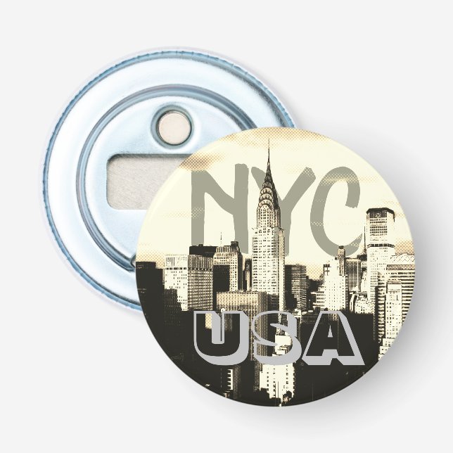 Retro Pop Art Comic New York City NYC USA Bottle Opener (Front)