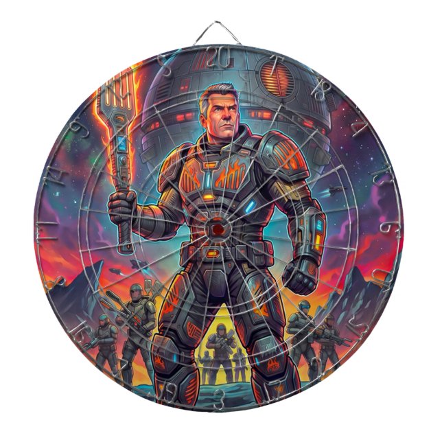 Retro Pop Art Comic Sci Fi Space Alien BBQ Dartboard (Front)
