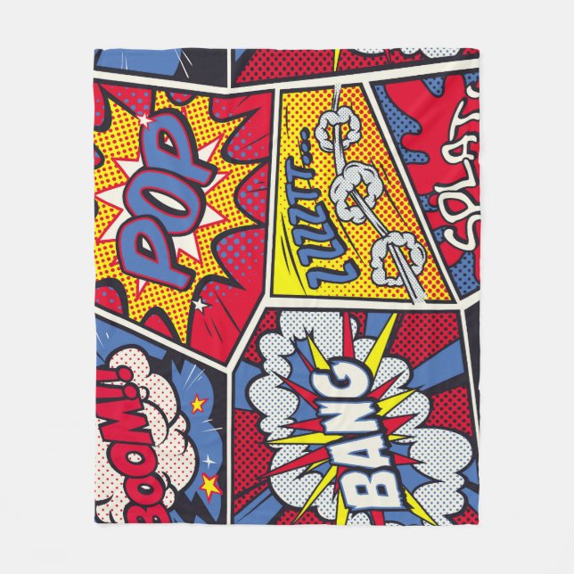 Retro pop art, comic shout pattern. fleece blanket (Front)