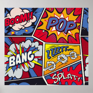 Retro pop art, comic shout pattern. poster