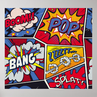 Retro pop art, comic shout pattern. poster
