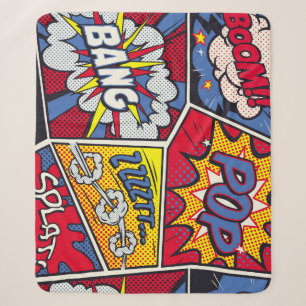 Retro pop art, comic shout pattern. sherpa blanket