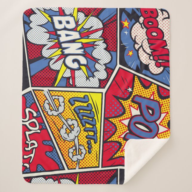 Retro pop art, comic shout pattern. sherpa blanket (Front)