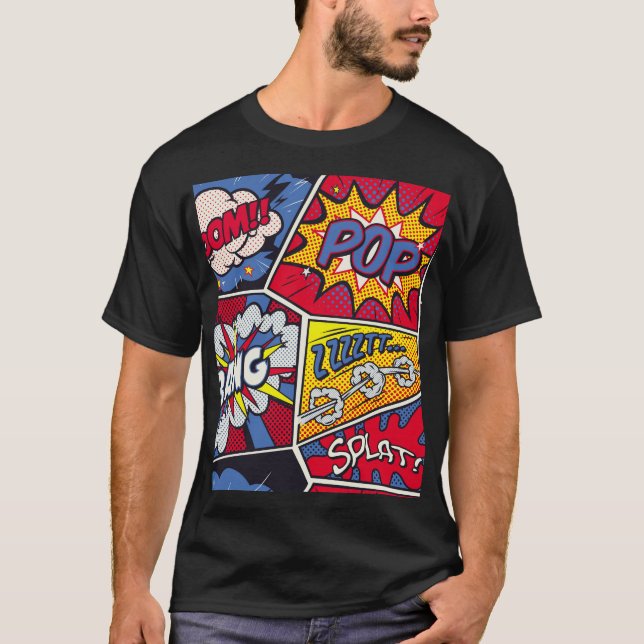 Retro pop art, comic shout pattern. T-Shirt (Front)