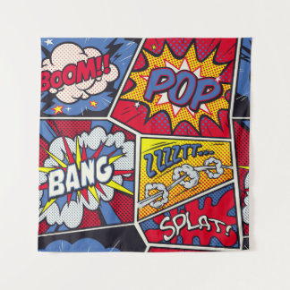 Retro pop art, comic shout pattern. tapestry