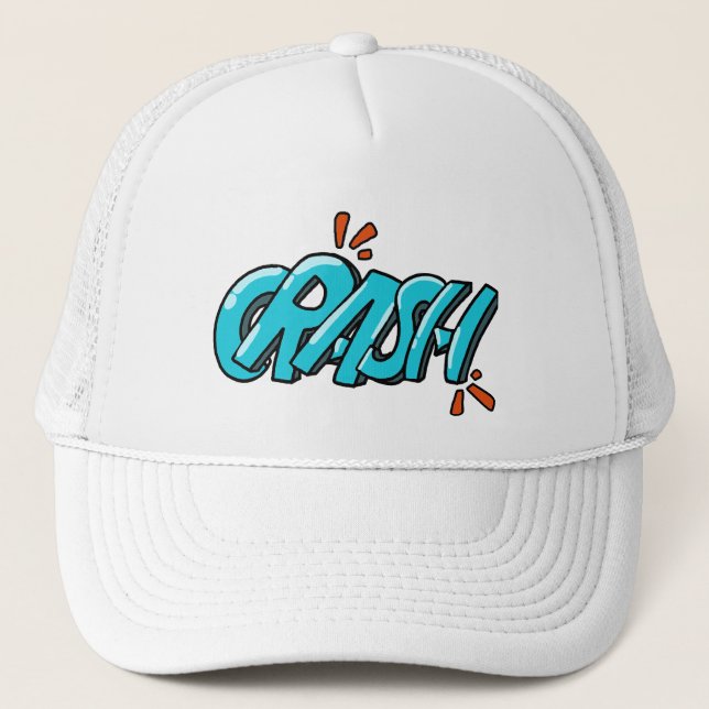 Retro Pop Art CRASH Graffiti Lettering Trucker Hat (Front)