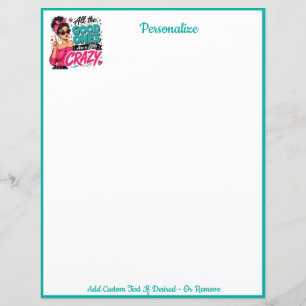Retro Pop Art Crazy Girl Writing Paper Design