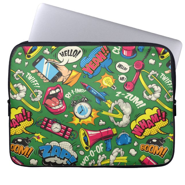 Retro Pop Art Explosion - Vibrant Comic Urban Laptop Sleeve (Front)