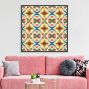 Retro Pop Art Geometric Color Block Pattern Canvas Print
