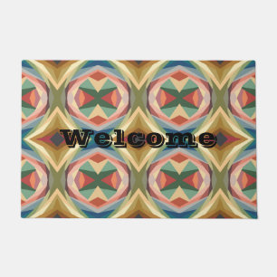 Retro Pop Art Geometric Color Block Pattern Doormat