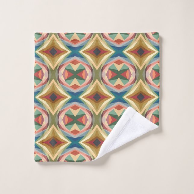 Retro Pop Art Geometric Colour Block Pattern Wash Cloth (Wash Cloth)