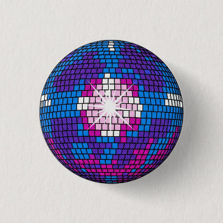 Retro Pop Art Geometric Mirrored Disco Sphere 3 Cm Round Badge