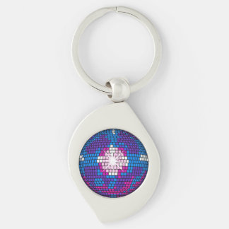 Retro Pop Art Geometric Mirrored Disco Sphere Key Ring